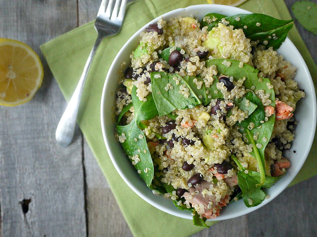 3 And A Half Recipes: Pan Fried Salmon with Greens and Quinoa