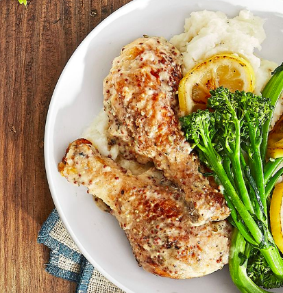 3 And A Half Recipes | Dijon-Smothered Chicken Legs with Broccolini