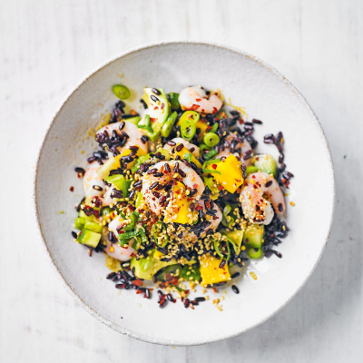 Prawn, Black Rice, Avacado & Mango Salad Recipe